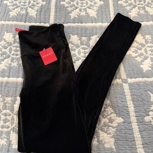 SPANX Elegant Black Velvet Leggings